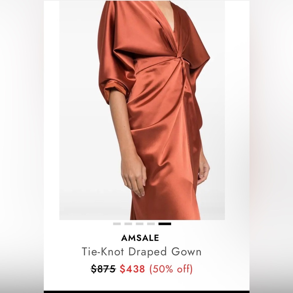 Amsale Rust Satin Midi Dress